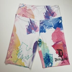 Disney Disneyland Parks Resort Castle Watercolor Spandex Biker Shorts Size Small